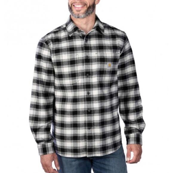 Carhartt Relaxed Fit Mens Flannel Shirt Blue & White Plaid Pattern Size 3XL - Picture 1 of 14
